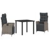 vidaXL Tuin eettafelset 3 st Grijs poly rattan