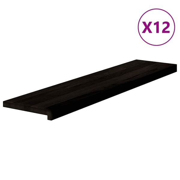 vidaXL Traptreden 12 st 110x25x2 cm massief eikenhout donkerbruin