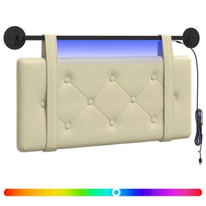vidaXL Hangend hoofdbord Met LED-verlichting Cr&egrave;mekleurig Kunstleer