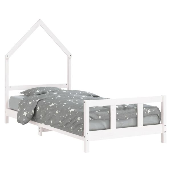 vidaXL Kinderbedframe 90x200 cm massief grenenhout wit