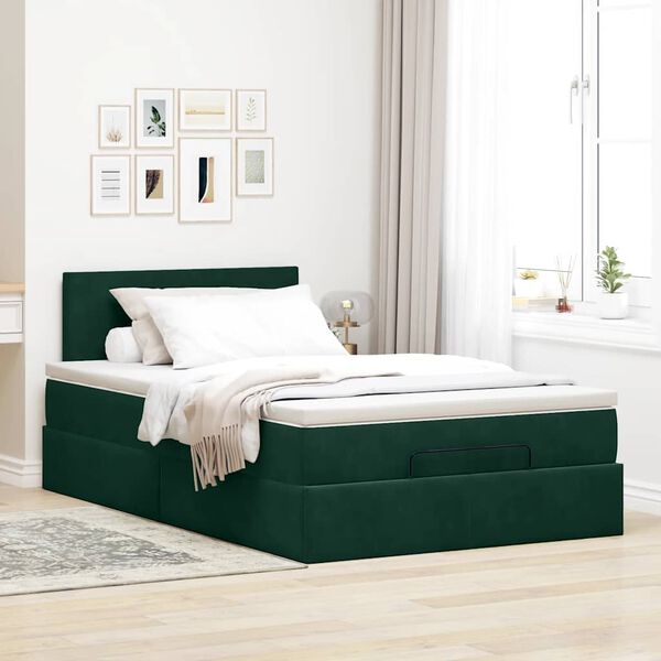 vidaXL Ottoman bed met matras 120x200cm fluweel donkergroen