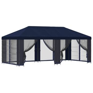vidaXL Tuin Gazebo met Zijwanden 6 x 3 m Blauw Polyester en staal