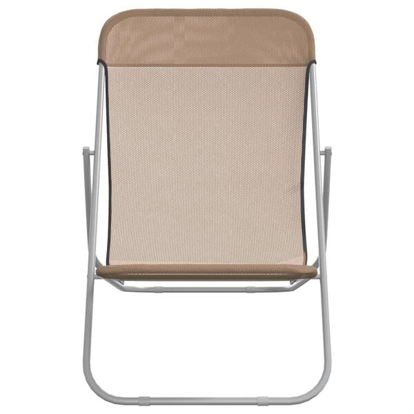 vidaXL Strandstoelen 2 st textileen en gepoedercoat staal taupe