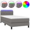 vidaXL Boxspring met matras en LED stof donkergrijs 90x200 cm