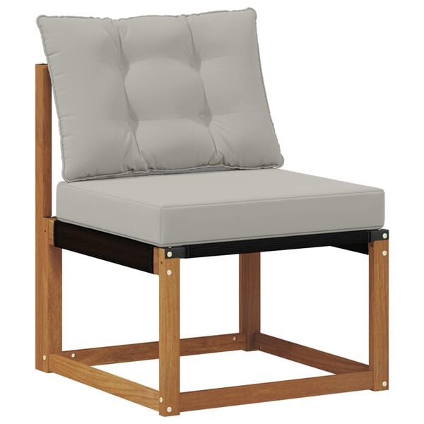 vidaXL Buiten bankenset met kussen 8 pcs Natuurlijk en Lichtgrijs