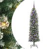 vidaXL Kunstmatige slanke kerstboom Groen en Wit 150 cm