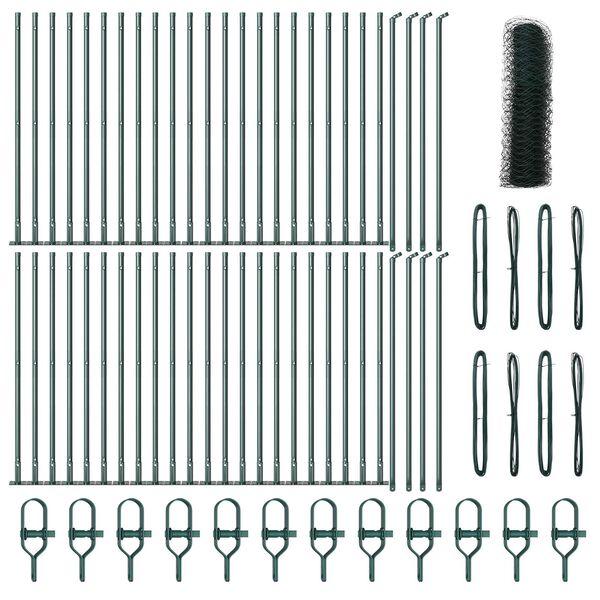 vidaXL Afrasteringspaal Groen 100 x 0,8 m (36 mm gaas) Staal en PVC