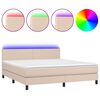 vidaXL Boxspring met matras en LED kunstleer cappuccinokleur 180x200cm