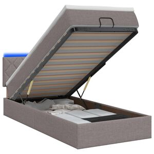 vidaXL Ottoman Bed met Matrassen en LED Taupe 90 x 190 cm Stof
