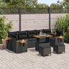 vidaXL Tuinbankenset 10 pcs Zwart Poly rattan en gepoedercoat staal