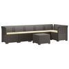 vidaXL 6-Zits Tuin Sofa met Kussens Rattan Look PP Lichtgrijs