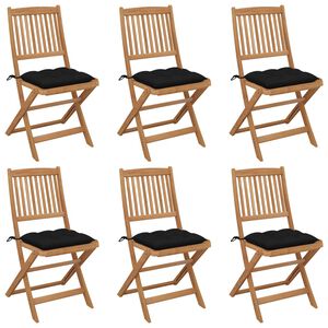 vidaXL Opklapbare stoelen (6 stuks) met kussens, gemaakt van massief acaciahout