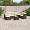 vidaXL 9-delige Loungeset met kussens poly rattan bruin