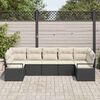 vidaXL Tuinbankenset met kussen 7 pcs Zwart en Wit poly rattan