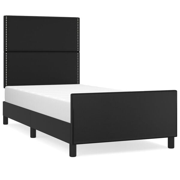 vidaXL Bedframe met hoofdbord kunstleer zwart 90x200 cm