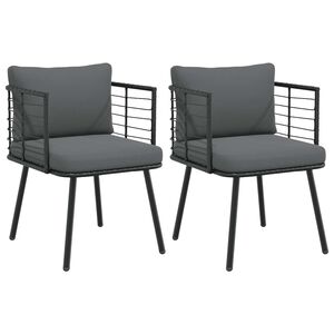 vidaXL Tuinstoelen 2 st met kussens poly rattan zwart