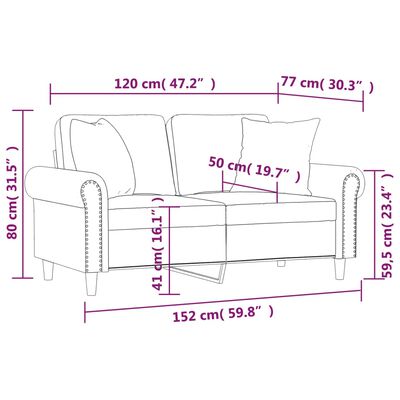 vidaXL Tweezitsbank met sierkussens 120 cm kunstleer grijs