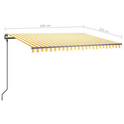 vidaXL Luifel handmatig uittrekbaar met LED 4,5x3 m geel en wit