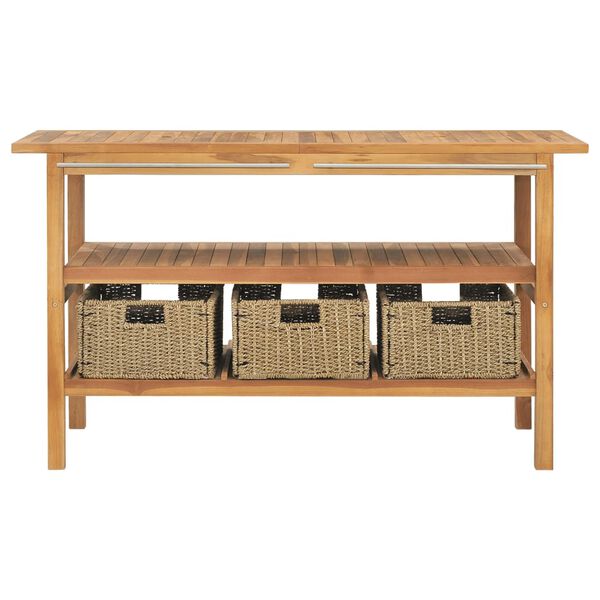 vidaXL Wastafelkast met zwart marmeren wastafels massief teakhout