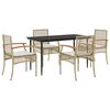 vidaXL 5-delige Tuinset met kussens poly rattan beige