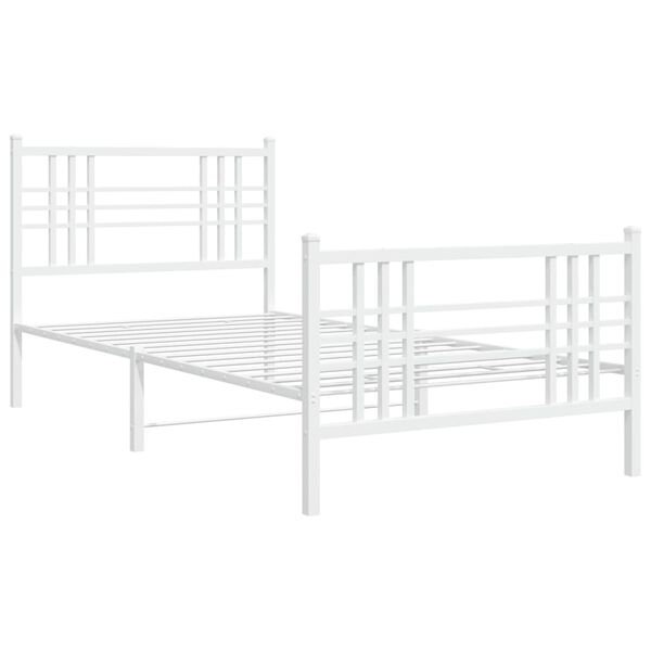 vidaXL Bedframe met hoofd- en voeteneinde metaal wit 100x190 cm