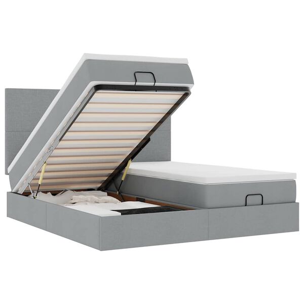 vidaXL Ottoman bed met matrassen 180x200cm stof lichtgrijs