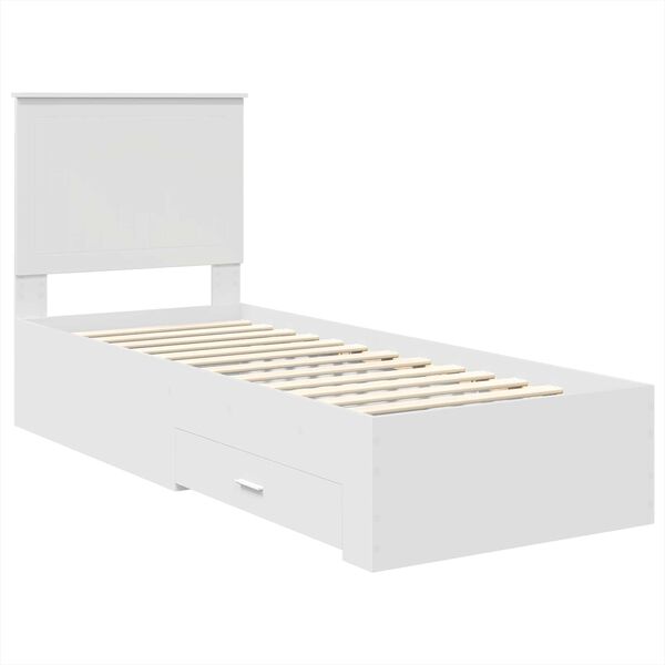 vidaXL Bedframe met hoofdeinde Wit en Zilver 75 x 190 cm Bewerkt hout