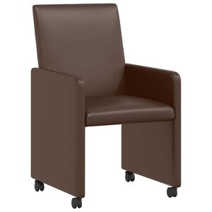 vidaXL Eetkamerstoelen met Wieltjes 2 st Kunstleer Bruin