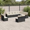 vidaXL 12-delige Loungeset met kussens poly rattan zwart