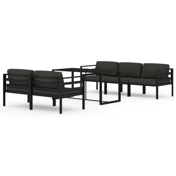 vidaXL 6-delige Loungeset met kussens aluminium antracietkleurig