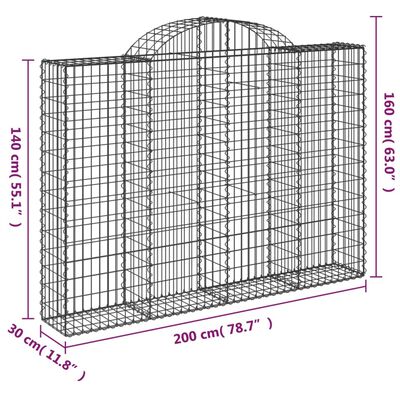 vidaXL Schanskorven 7 st gewelfd 200x30x140/160 cm ijzer