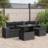 vidaXL 6-delige Loungeset met kussens poly rattan zwart