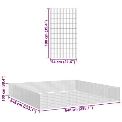 vidaXL Dierenverblijf 48 panelen 54x100 cm gegalvaniseerd ijzer