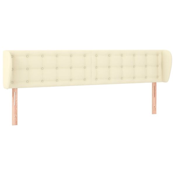 vidaXL Hoofdbord met randen 203x23x78/88 cm kunstleer cr&egrave;mekleurig