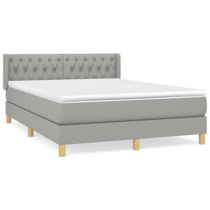 vidaXL Boxspring met matras stof lichtgrijs 140x190 cm
