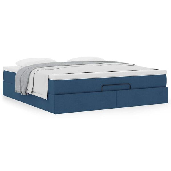 vidaXL Ottoman bed met matras 180x200cm stof blauw