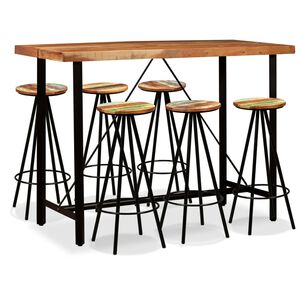 vidaXL 7-delige Barset massief acaciahout en gerecycled hout