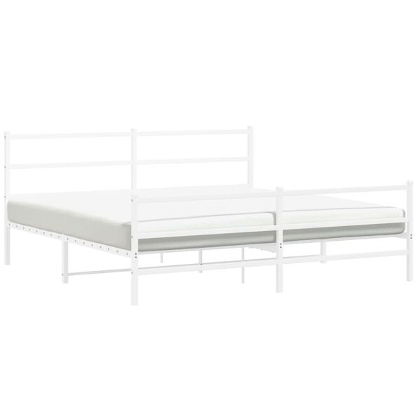 vidaXL Bedframe met hoofd- en voeteneinde&nbsp;metaal wit 193x203 cm