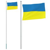 vidaXL Vlag met vlaggenmast Oekraïne 6,23 m aluminium