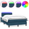 vidaXL Boxspring met matras en LED fluweel donkerblauw 120x210 cm