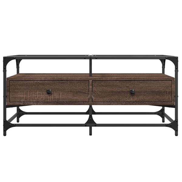 vidaXL Salontafel met glazen blad 98,5x50x45 cm sonoma eiken staal