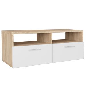 vidaXL Tv-meubel 95x35x36 cm bewerkt hout eikenkleurig en wit