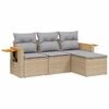vidaXL 4-delige Loungeset met kussens poly rattan beige