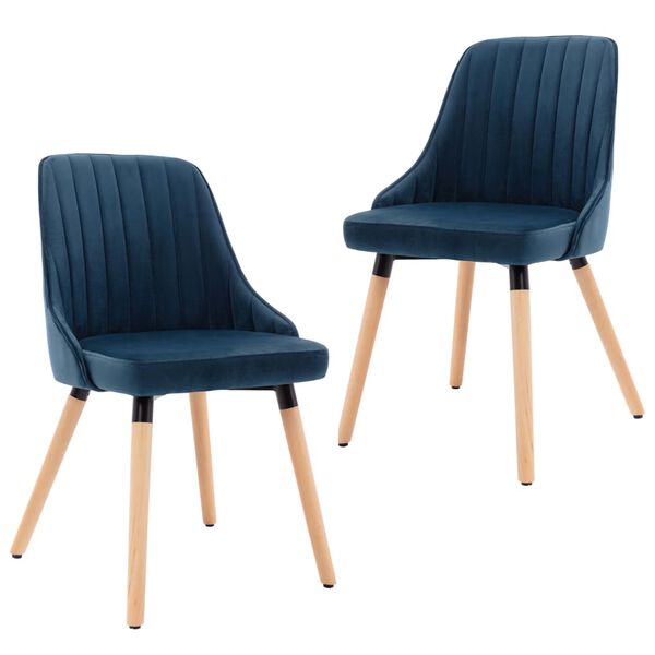 vidaXL Eetkamerstoelen 2 st fluweel blauw