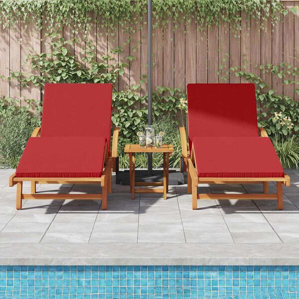 vidaXL Ligstoel 2-persoon 3 pcs Rood 40 x 40 x 40cm Massief acaciahout