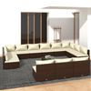 vidaXL 14-delige Loungeset met kussens poly rattan bruin