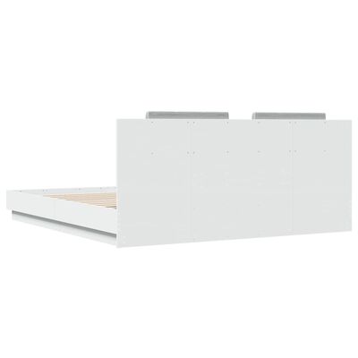 vidaXL Bedframe met hoofdbord en LED-verlichting wit 180x200 cm