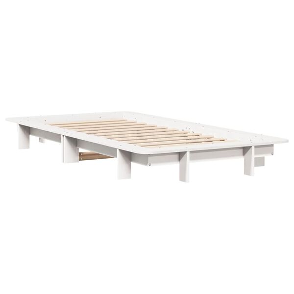 vidaXL Bedframe zonder matras massief grenenhout wit 90x200 cm