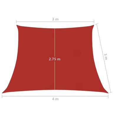 vidaXL Zonnezeil 160 g/m² 3/4x3 m HDPE rood