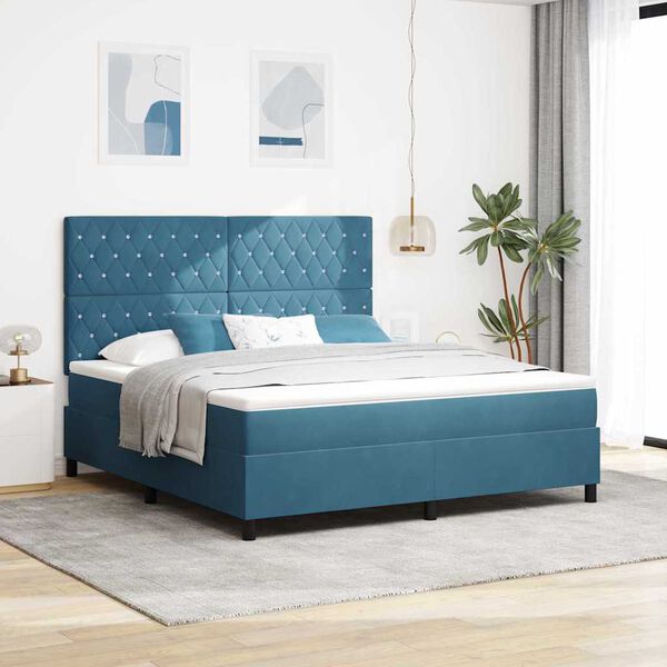 vidaXL Boxspringbed met matras Donkerblauw 180 x 200 cm Stof